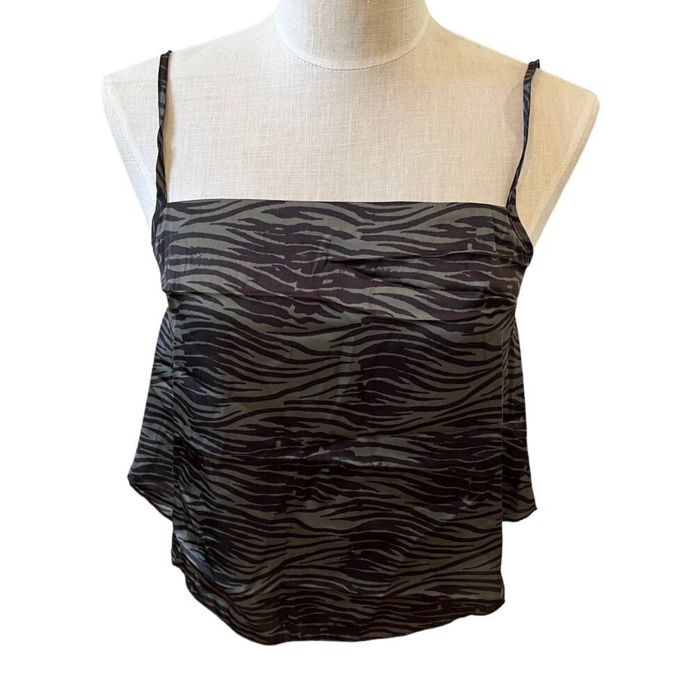 Free People Intimately green zebra stripe Animal Print Camisole Top